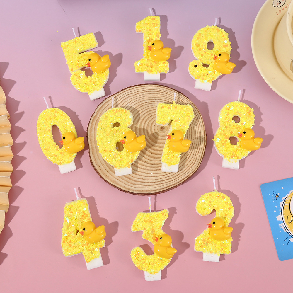 Holiday Candle Set - Velas digitales de patito amarillo brillante,