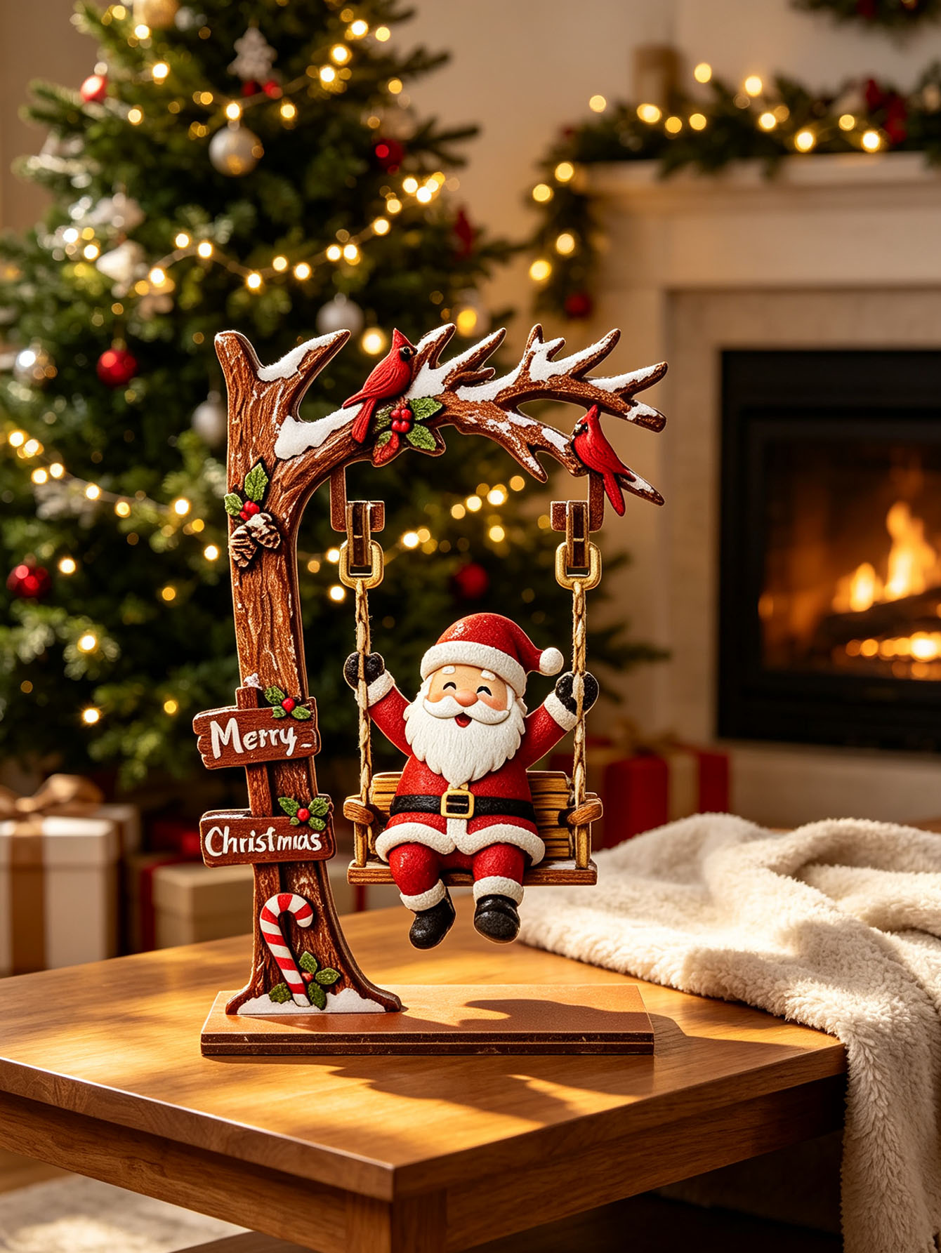 Nutcracker Figurine - Adornos navideños de madera, divertidos elementos