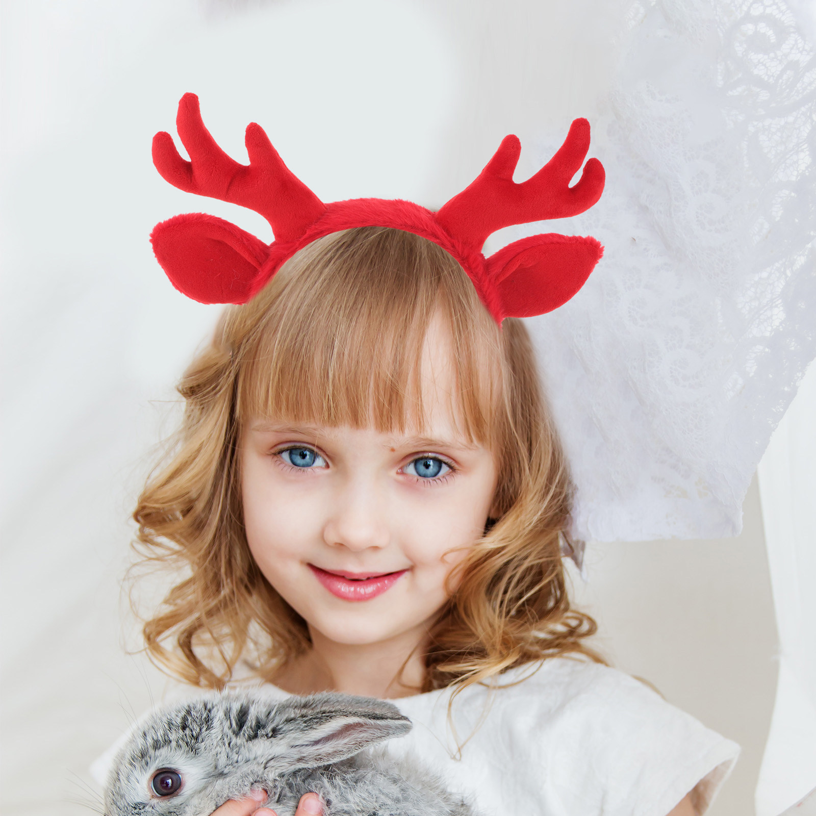 Reindeer Antlers Headband - Diadema con astas de reno navideñas,