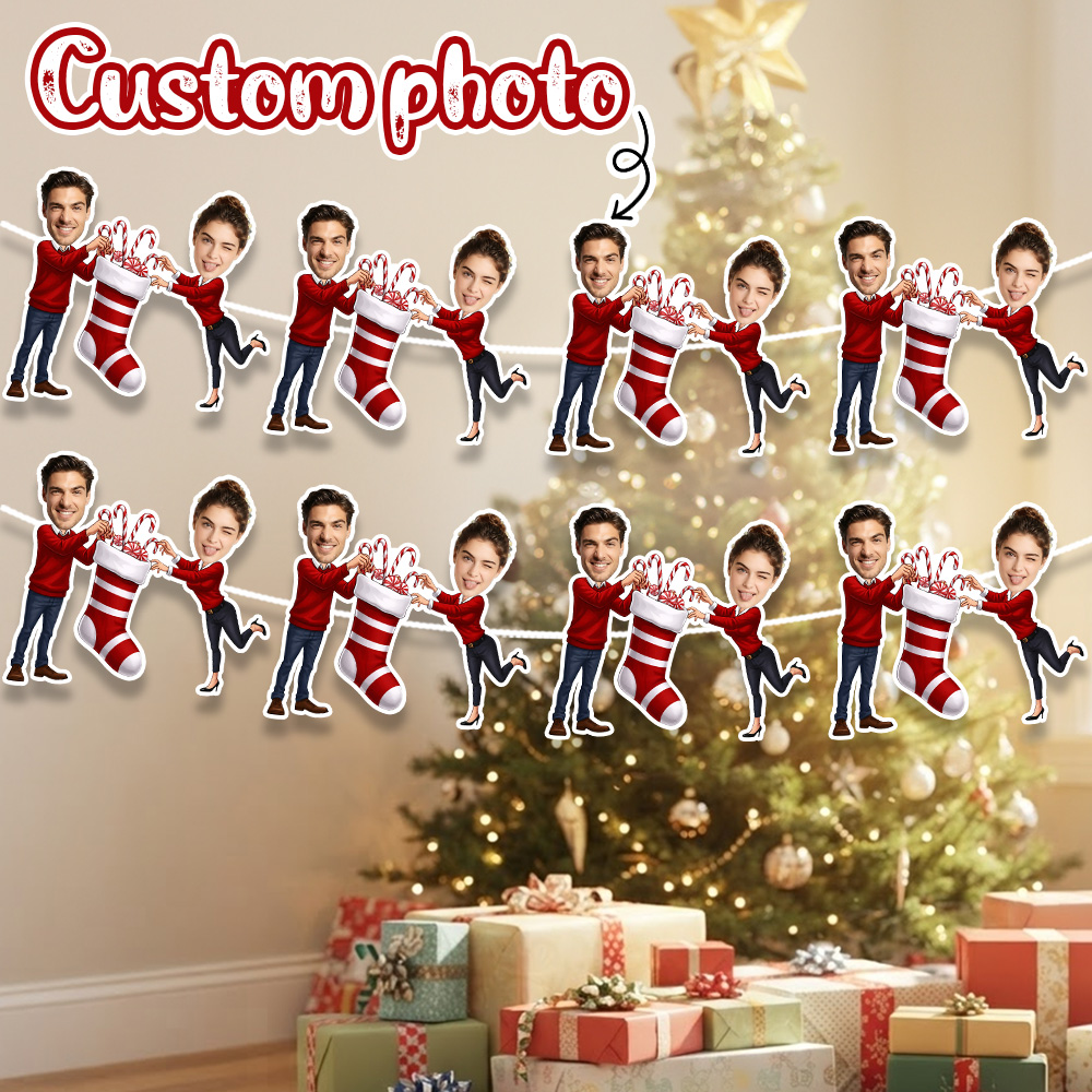 Christmas Stocking Hanging - Guirnalda de Navidad Personalizada con Foto