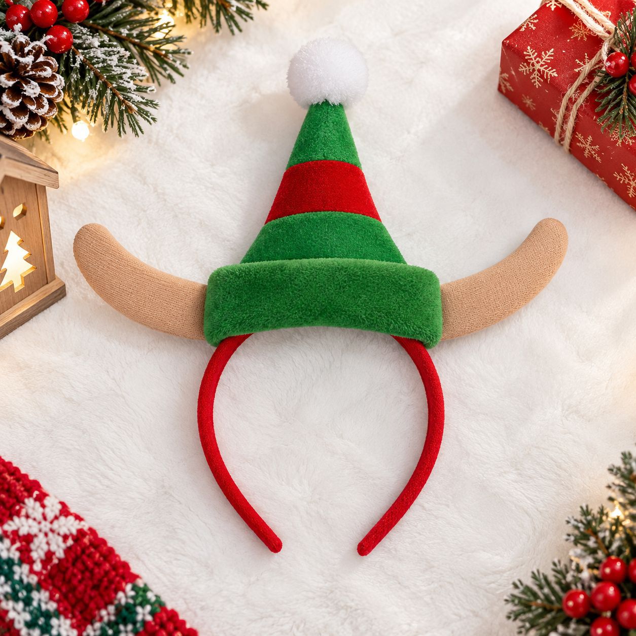 Diadema navideña con gorro de  - Reindeer Antlers Headband reseña y precio