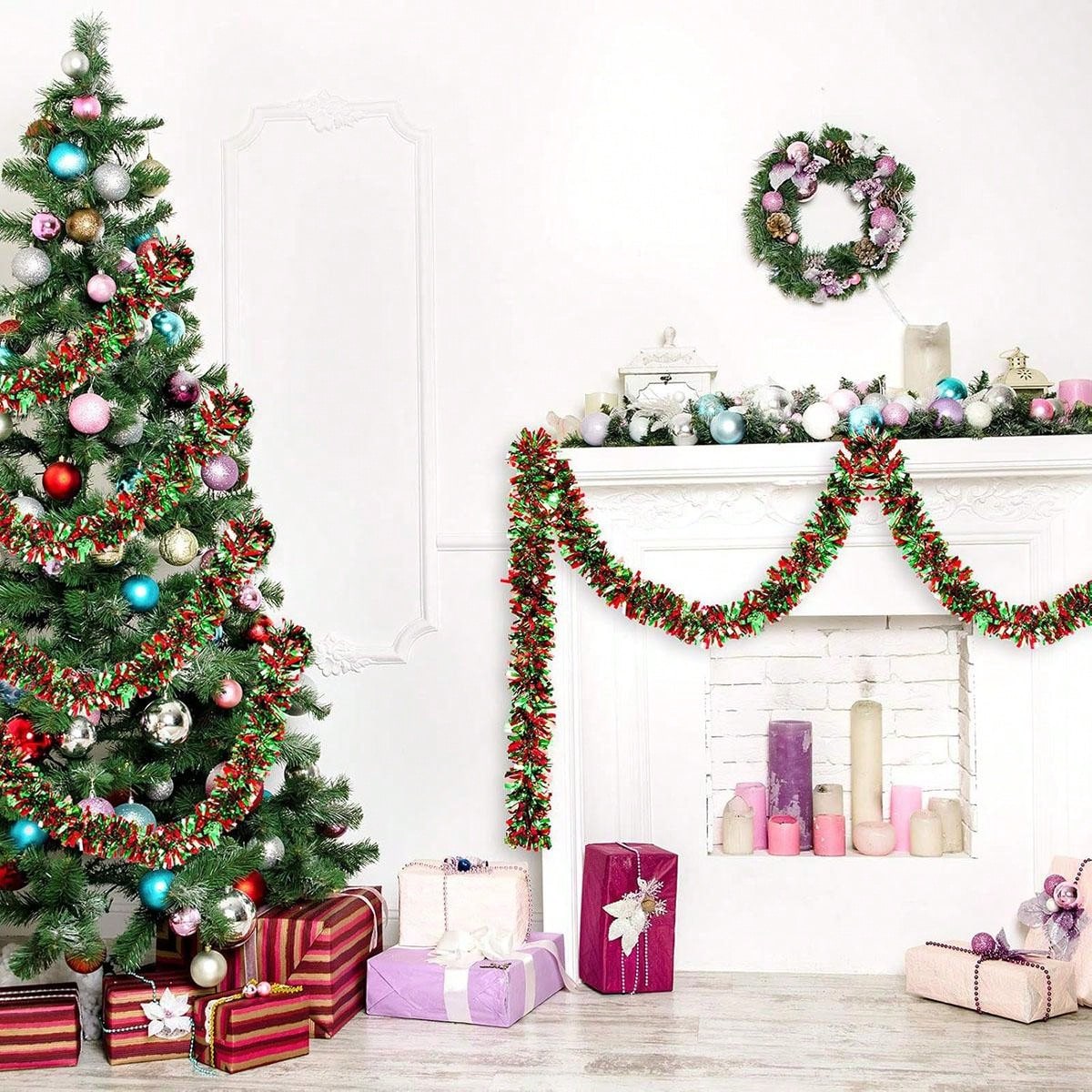 Guirnalda navideña decorativa, - Tinsel Garland Decoration reseña y precio