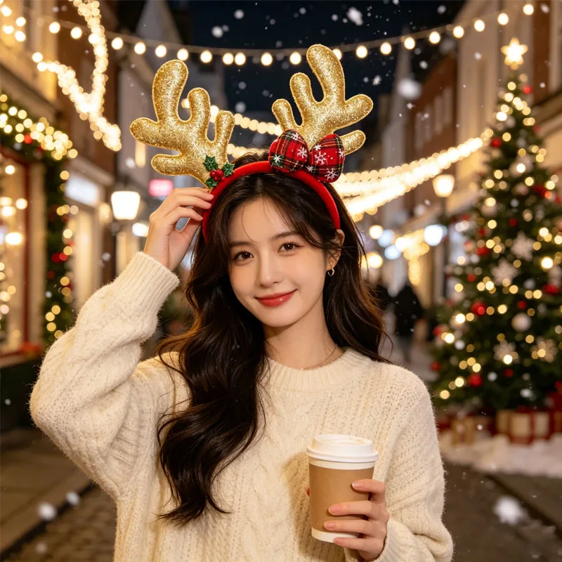 1-5 unidades: diadema navideña - Reindeer Antlers Headband reseña y precio
